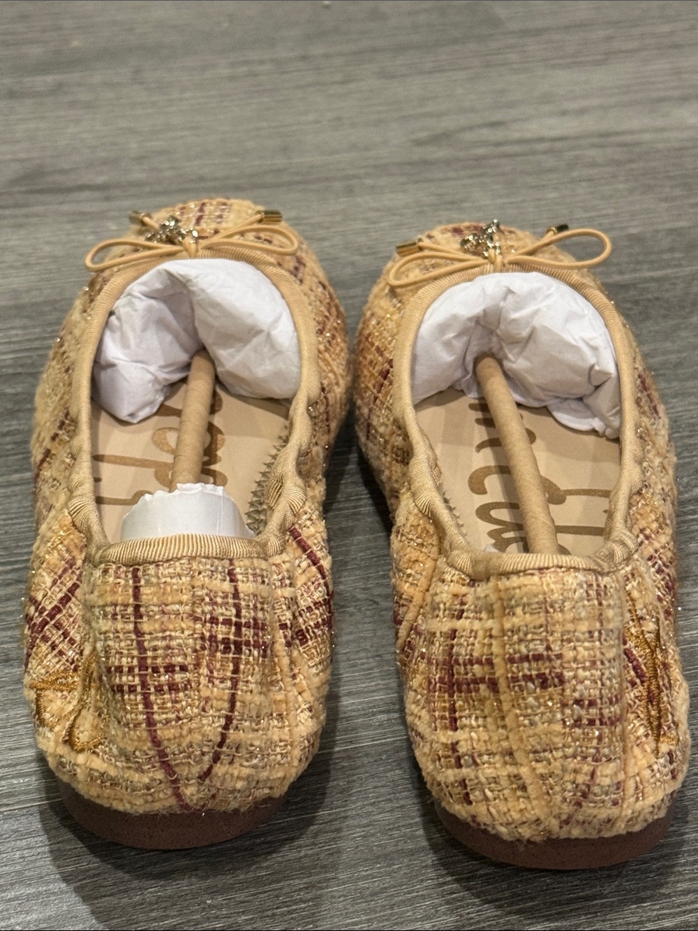Sam Edelman-Felicia,Tan/Gold Boucle Tweed Ballet Flats Size 6 NWT NIB - Picture 5 of 8